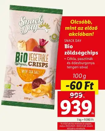 Lidl SNACK DAY Bio zöldségchips 100 g ajánlat