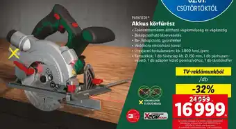 Lidl PARKSIDE Akkus körfűrész 1 db ajánlat