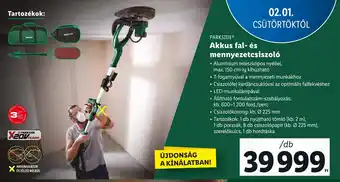 Lidl PARKSIDE Akkus fal- és mennyezetcsiszoló 1 db ajánlat