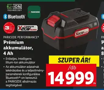 Lidl PARKSIDE PERFORMANCE Prémium akkumulátor, 4 Ah 1 db ajánlat