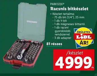 Lidl PARKSIDE Racsnis bitkészlet ajánlat