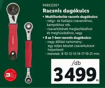Lidl PARKSIDE Racsnis dugókulcs 1 db ajánlat