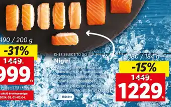 Lidl CHEF SELECT TO GO Nigiri 184g ajánlat