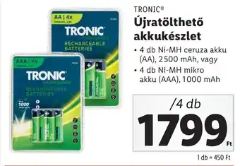 Lidl TRONIC Újratölthető akkukészlet ajánlat