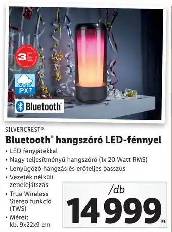 Lidl SILVERCREST Bluetooth hangszóró LED-fénnyel ajánlat