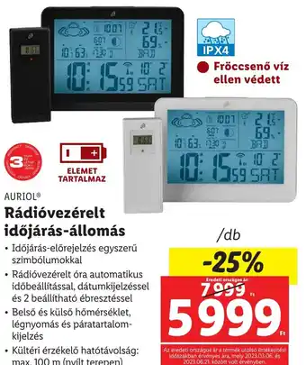 Lidl AURIOL Rádióvezérelt időjárás-állomás ajánlat