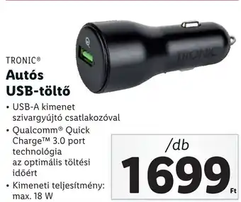 Lidl TRONIC Autós USB-tóltó ajánlat