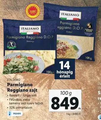 Lidl ITALIAMO Parmigiano Reggiano sajt 100g ajánlat