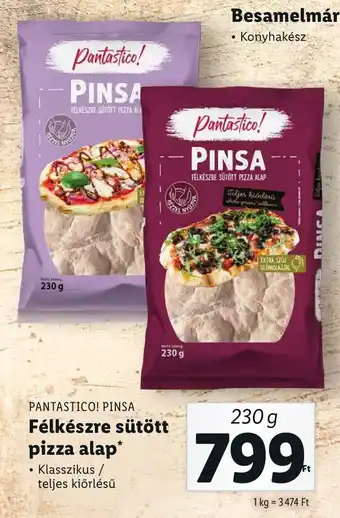 Lidl Pantastico! PINSA Félkészre sütött pizza alap 230g ajánlat