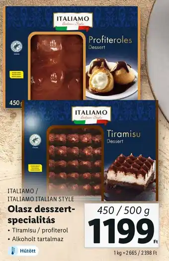 Lidl ITALIAMO / ITALIAMO ITALIAN STYLE Olasz desszert-specialitás 500g ajánlat