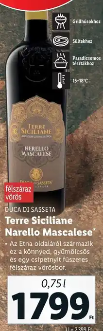 DUCA DI SASSETA Terre Siciliane Narello Mascalese 0.75l