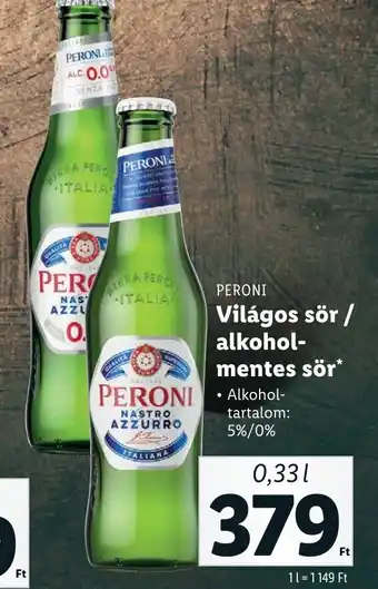 Lidl PERONIE Világos sör / alkohol- mentes sör 0.33l ajánlat