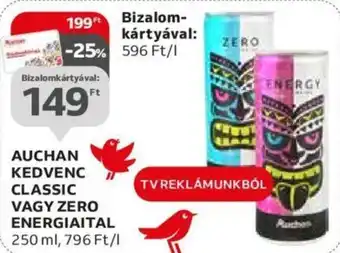 Auchan AUCHAN KEDVENC CLASSIC VAGY ZERO ENERGIAITAL 250ml ajánlat