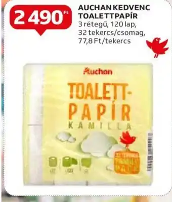Auchan AUCHAN KEDVENC TOALETTPAPÍR 3 rétegű, 120 lap ajánlat
