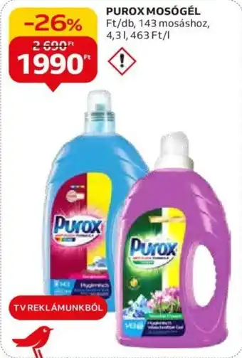 Auchan PUROX MOSÓGÉL 143 mosáshoz, 4,3l ajánlat