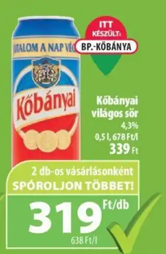 Coop Kőbányai világos sör 0,5l ajánlat