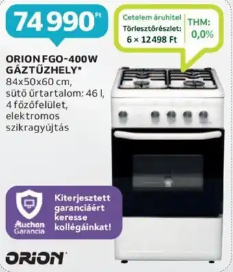 Auchan ORION FGO-400W GÁZTŰZHELY ajánlat
