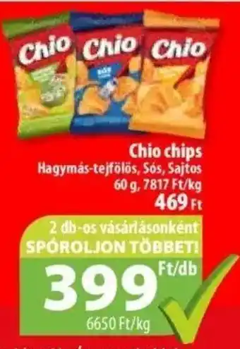 Coop Chio chips Hagymás-tejfölös, Sós, Sajtos 60g ajánlat