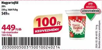 Coop Magyar tejföl 330g ajánlat