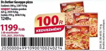 Coop Dr.Oetker Guseppe pizza Szalámis 380 g, Sonkás-gombás 425 g ajánlat