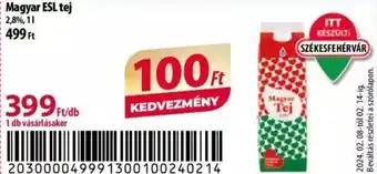Coop Magyar ESL tej 2,8%, 1l ajánlat