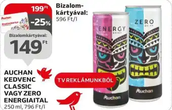 Auchan AUCHAN KEDVENC CLASSIC VAGY ZERO ENERGIAITAL 250ml ajánlat