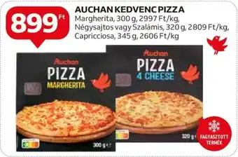 Auchan AUCHAN KEDVENC PIZZA Ft Margherita, 300 g Négysajtos vagy Szalámis, 320 g, Capricciosa, 345 g ajánlat