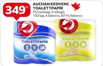 Auchan AUCHAN KEDVENC TOALETTPAPÍR, 3 rétegű, 150 lap, 4 tekercs ajánlat