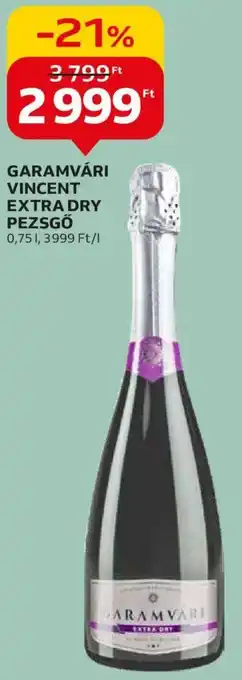 Auchan GARAMVÁRI VINCENT EXTRA DRY PEZSGŐ 0,75l ajánlat