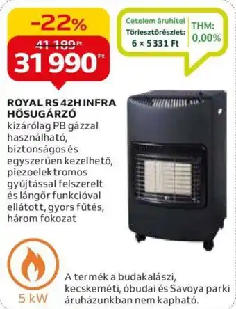 Auchan ROYAL RS 42H INFRA HŐSUGÁRZÓ ajánlat