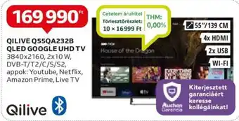 Auchan QILIVE Q55QA232B QLED GOOGLE UHD TV 3840x2160 ajánlat