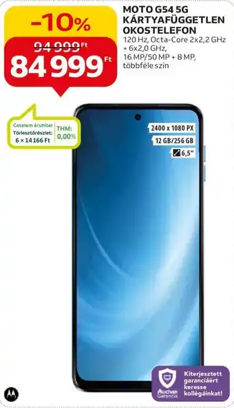 Auchan MOTO G54 5G KÁRTYAFÜGGETLEN OKOSTELEFON ajánlat