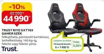 Auchan TRUST RIYE GXT703 GAMER SZÉK ajánlat