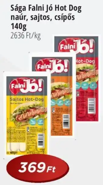 Sága Falni Jó Hot Dog naúr, sajtos, csípős 140g