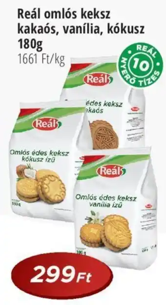Reál omlós keksz kakaós, vanília, kókusz 180g
