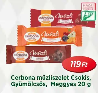Cerbona müzliszelet Csokis, Gyümölcsös, Meggyes 20 g
