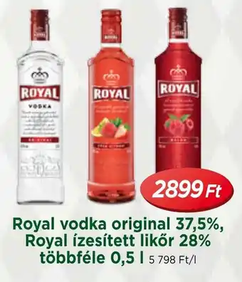 Real Royal vodka original 37,5%, Royal ízesített likőr 28% többféle 0,5l ajánlat