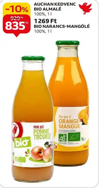 Auchan AUCHAN KEDVENC BIO NARANCS-MANGÓLÉ 100%, 1l ajánlat