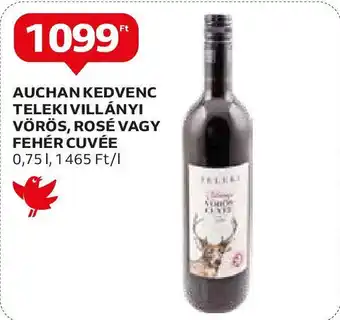 Auchan AUCHAN KEDVENC TELEKI VILLÁNYI VÖRÖS, ROSÉ VAGY FEHÉR CUVÉE 0,75l ajánlat