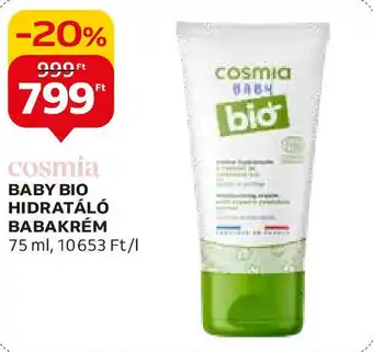 Auchan cosmia BABY BIO HIDRATÁLÓ BABAKRÉM 75ml ajánlat