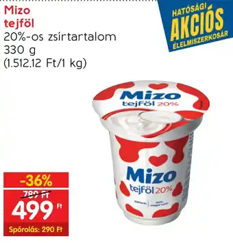 Spar Mizo tejföl 20% 330g ajánlat