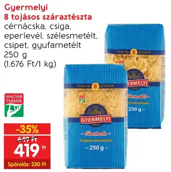 Spar Gyermelyi 8 tojásos száraztészta 250g ajánlat