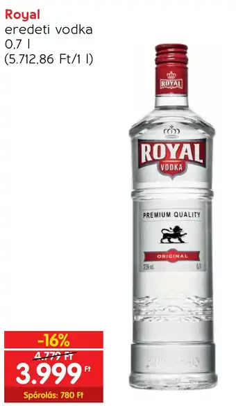 Spar Royal eredeti vodka 0.7l ajánlat