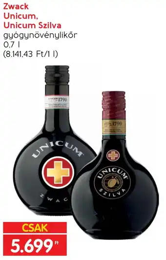 Spar Zwack Unicum, Unicum Szilva 0.7l ajánlat