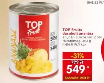 Spar TOP Fruits darabolt ananász enyhén cukros szirupban 340g ajánlat