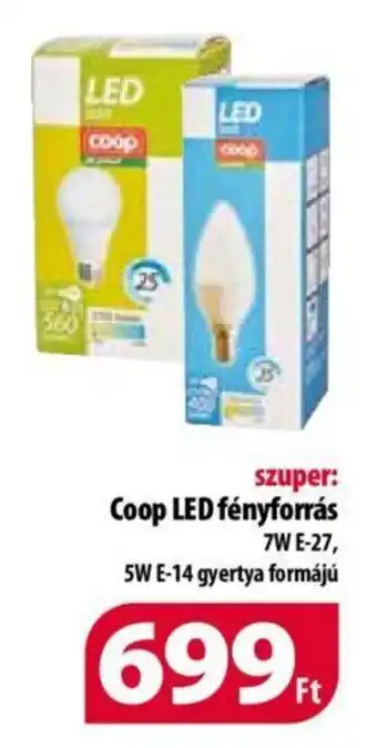 Coop LED fényforrás 5W E-14 gyertya formájú