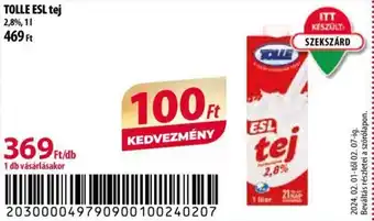 Coop TOLLE ESL tej 2,8%, 1l ajánlat