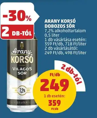 PENNY ARANY KORSÓ DOBOZOS SÖR 7,2% 0,5l ajánlat