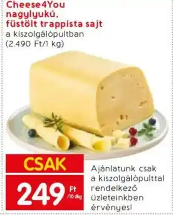 Cheese4You nagylyukú füstölt trappista sajt 10dkg