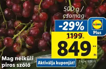 Lidl Mag nélküli piros szőlő 500g ajánlat